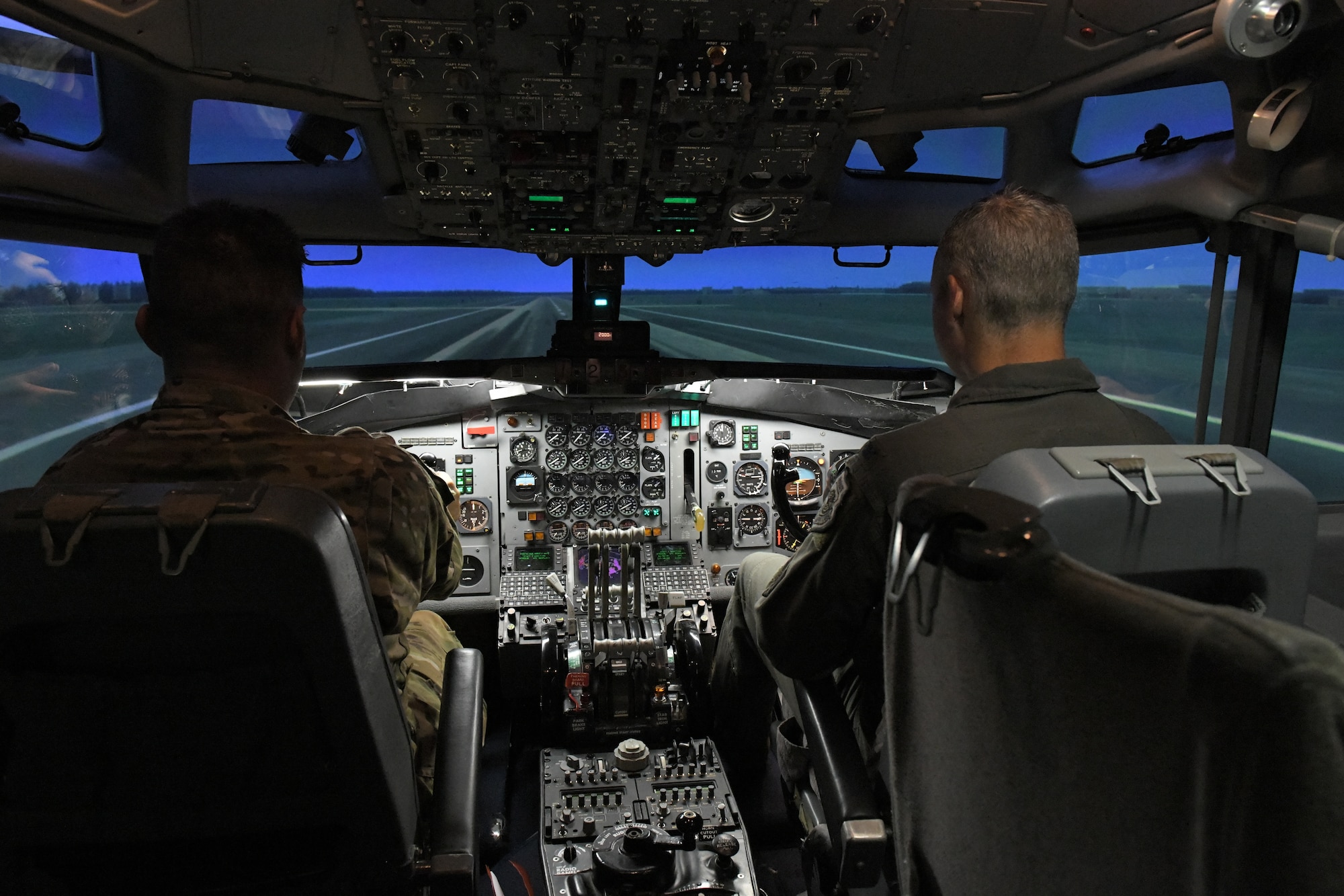 men in flight simulator