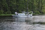 Fleet Survey Team's (FST) newest Hydrographic Survey Vessel (HSV) 'Norma May' makes it's first underway in the canal of the Pearl River at Stennis Space Center, Miss., on Aug. 6, 2020.