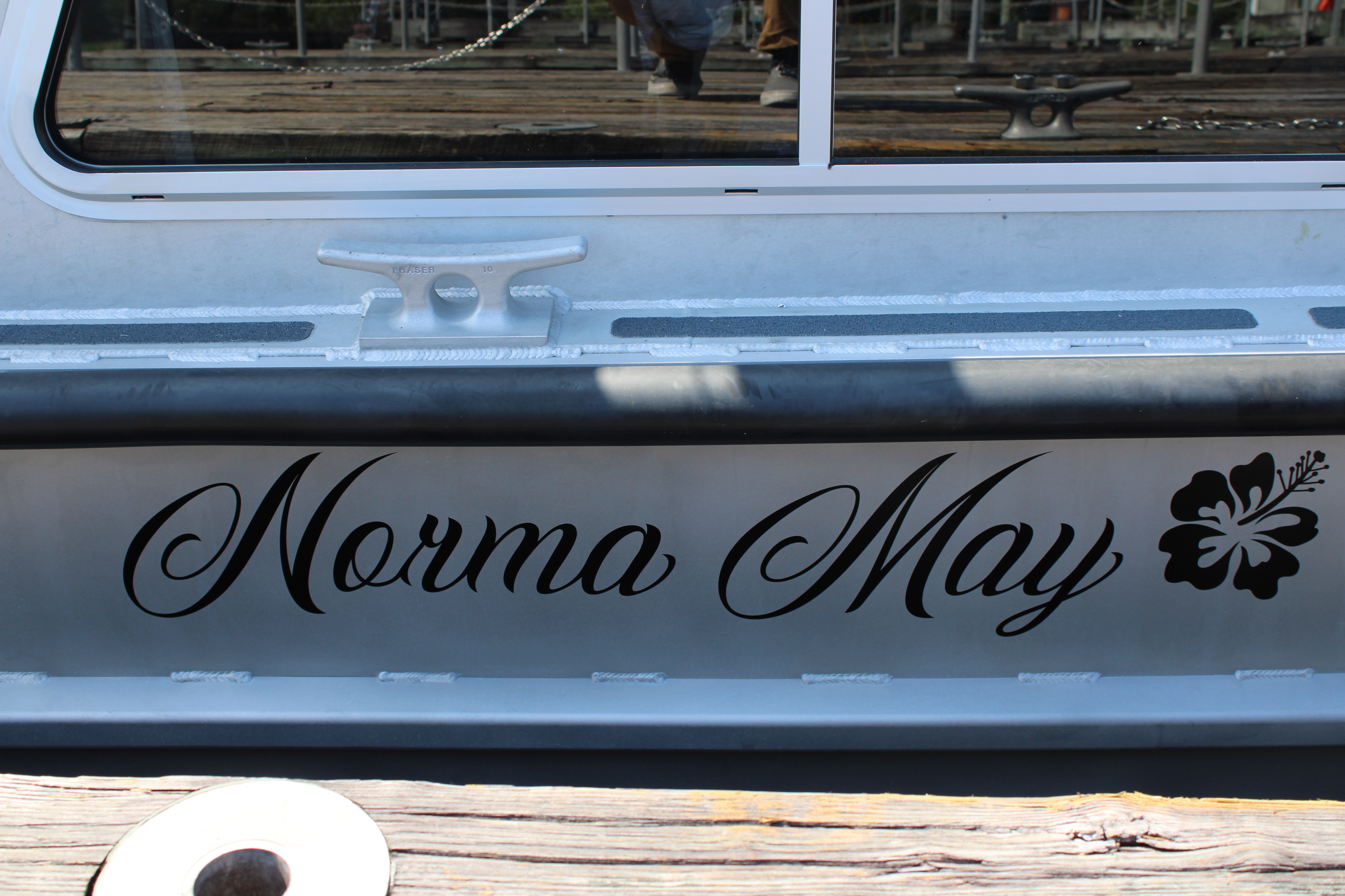 Fleet Survey Team's (FST) newest Hydrographic Survey Vessel 'Norma May' waits at the pier after it's first launch at Stennis Space Center, Miss., on Aug. 6, 2020.