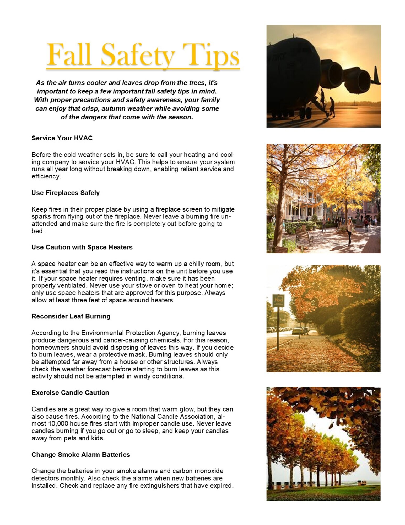 Graphic listing fall safety tips