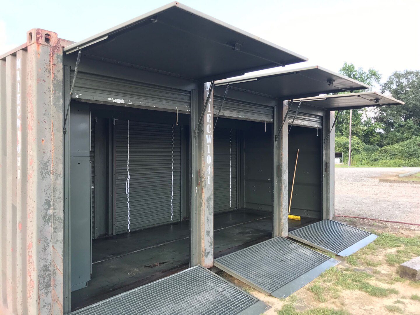 A former shipping container now serves as an area for storing parts and servicing other excess military items the Duplin County Sheriff’s Department also acquired from DLA Disposition Services at Camp Lejeune, North Carolina.