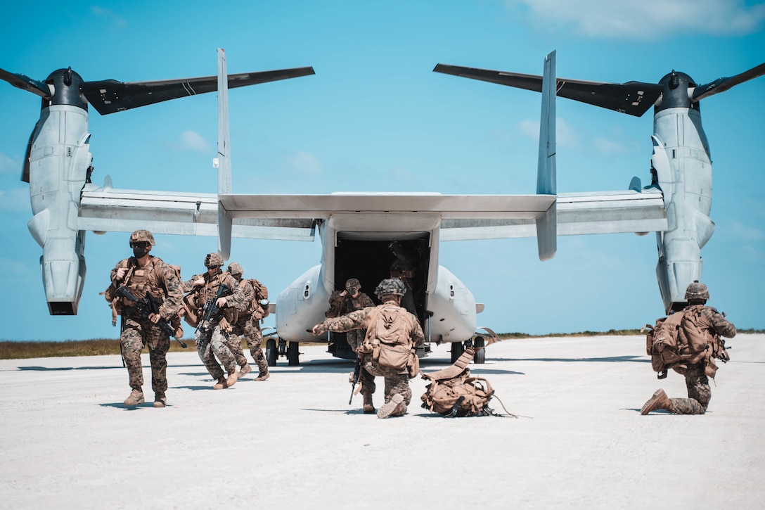 U.S. Marines demonstrate expeditionary advanced basing capabilities in Okinawa, Japan, Oct. 7.