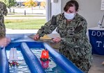 Navy birthday cake cutting