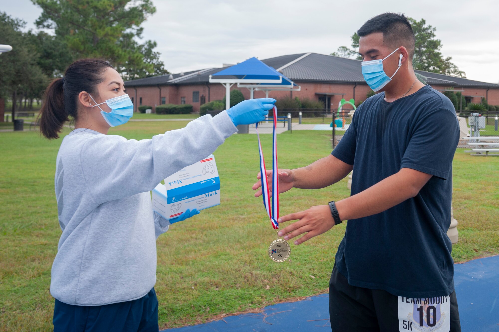 Photo of an Airman receiving a medal
