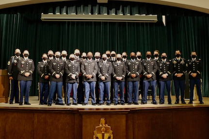 The North Carolina Army National Guard welcomes 19 new second lieutenants into its ranks during a commissioning ceremony for the Officer Candidate School Class 62 and Accelerated Office Candidate Class 30 at the John F. Kennedy Special Warfare Center and School, Oct. 17, 2020.