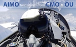 Graphic of F-16 jet with text "AIMO transitions from CMO to OU."