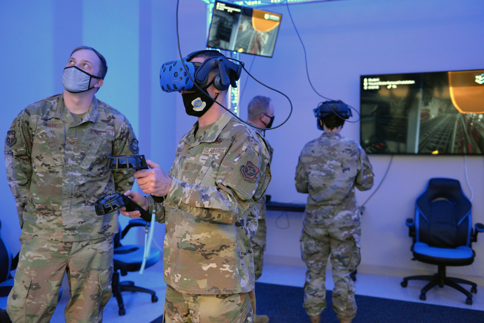 Man with virtual reality headset on