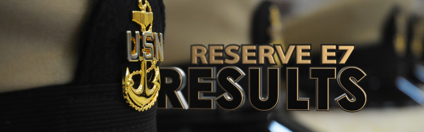 Photo of three chief's covers with the words, "Reserve E7 Results" in across them in gold and black