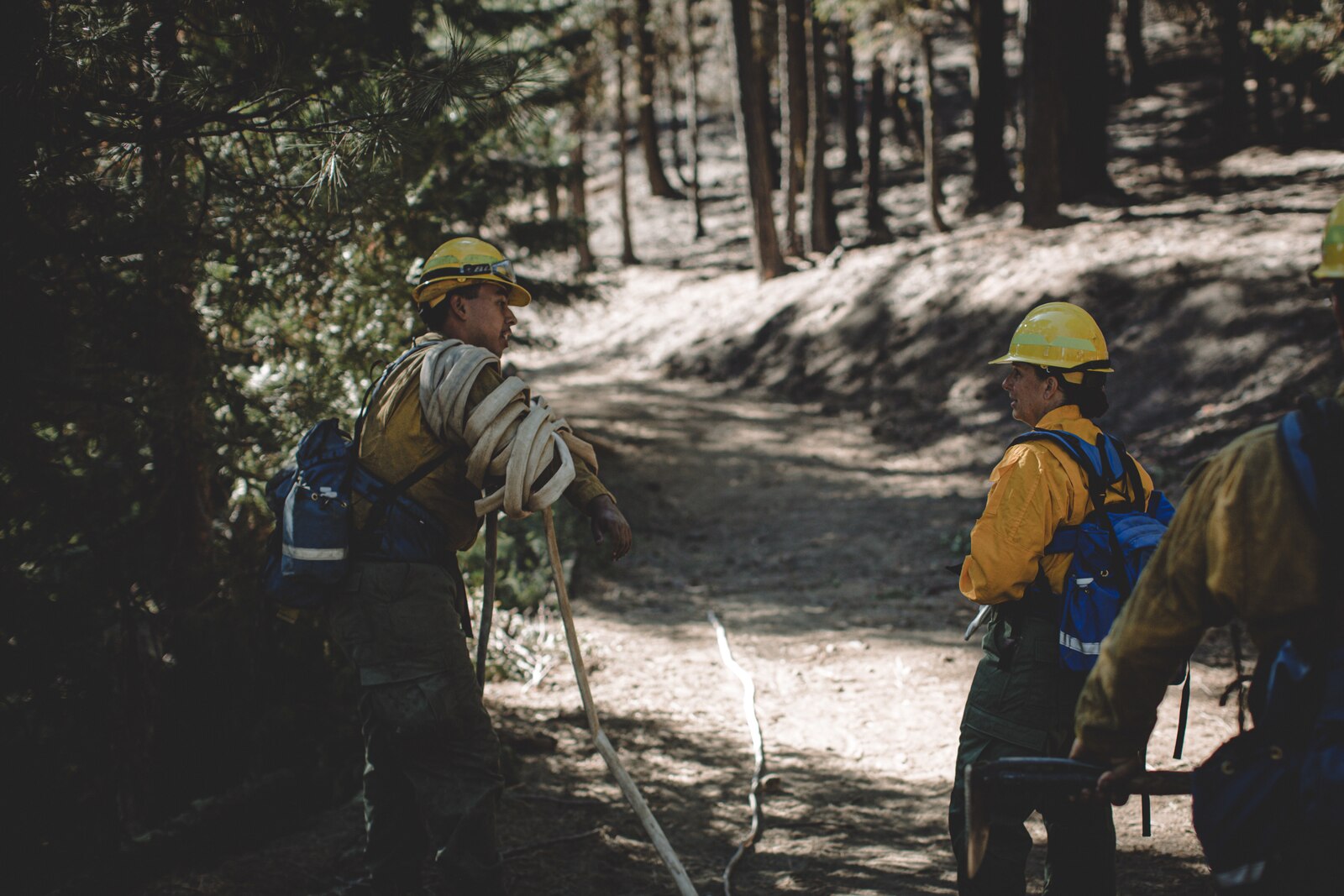 U.S. Marine Corps Brig. Gen. Bobbie Shea, commanding general 1st Marine Logistics Group, visited Marines and Sailors assigned to 7th ESB, who are conducting wildland firefighting efforts near the Shasta-Trinity National Forest, Oct. 17, 2020.