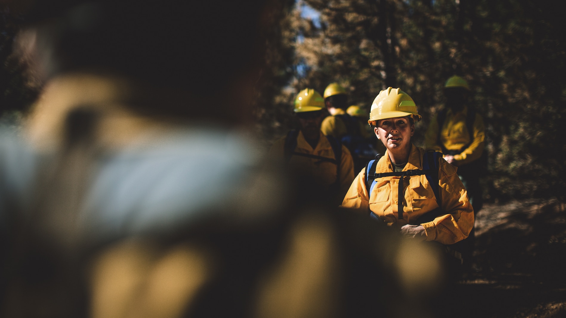 U.S. Marine Corps Brig. Gen. Bobbie Shea, commanding general 1st Marine Logistics Group, visited Marines and Sailors assigned to 7th ESB, who are conducting wildland firefighting efforts near the Shasta-Trinity National Forest, Oct. 17, 2020.