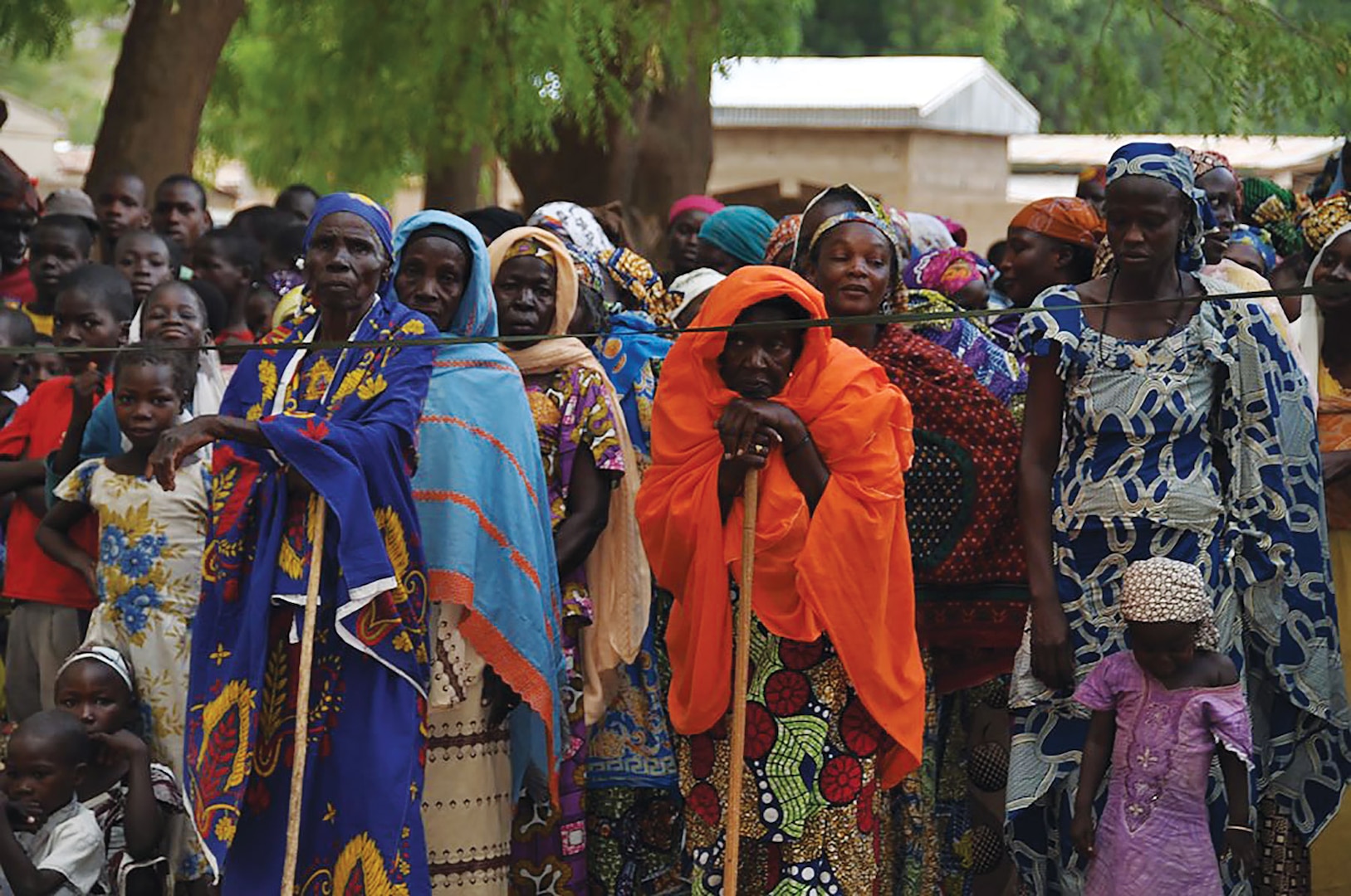 1250 people displaced by Boko Haram violence wait for medical screenings and education during a humanitarian assistance mission led by Cameroonian soldiers and funded through the USAFRICOM Humanitarian and Civic Assistance Program. (U.S. Africa Command)