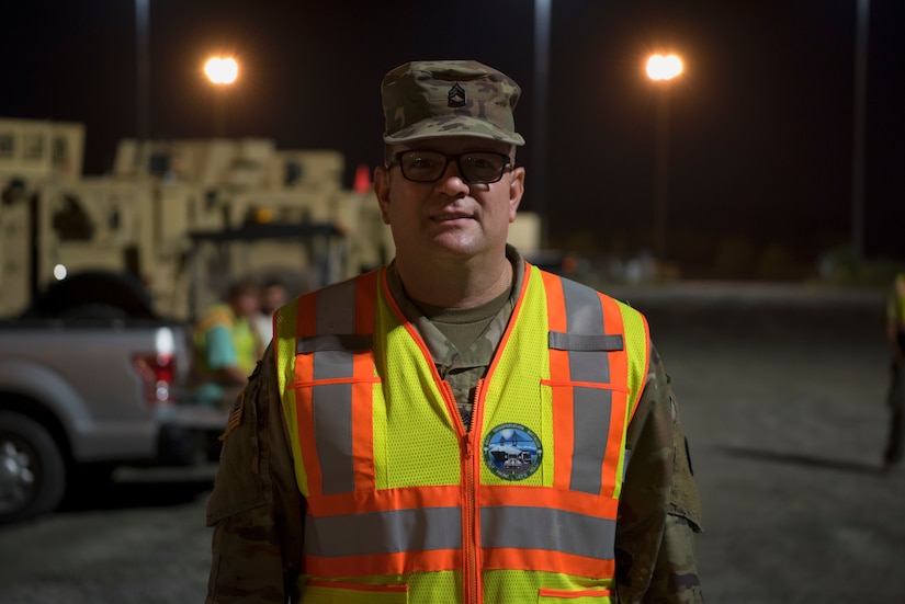 U.S. Army Sgt. 1st Class Will Twigg, an Operations NCOIC mobilized with the 841st Transportation Battalion, poses for a photo, at Joint Base Charleston’s Naval Weapons Station, S.C., Oct. 14, 2020. The 841st TB is an active duty, U.S. Army Surface Deployment and Distribution Command (SDDC) unit tasked with the execution of Task Force Deployment Operations.