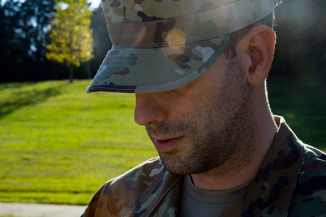 Photo of U.S. Air Force Staff Sgt. Daniel Caraglio Medical Group mental health technician, was named Military Citizen of the Year by the Greater Sumter Chamber of Commerce, reflecting on his time at Shaw AFB.