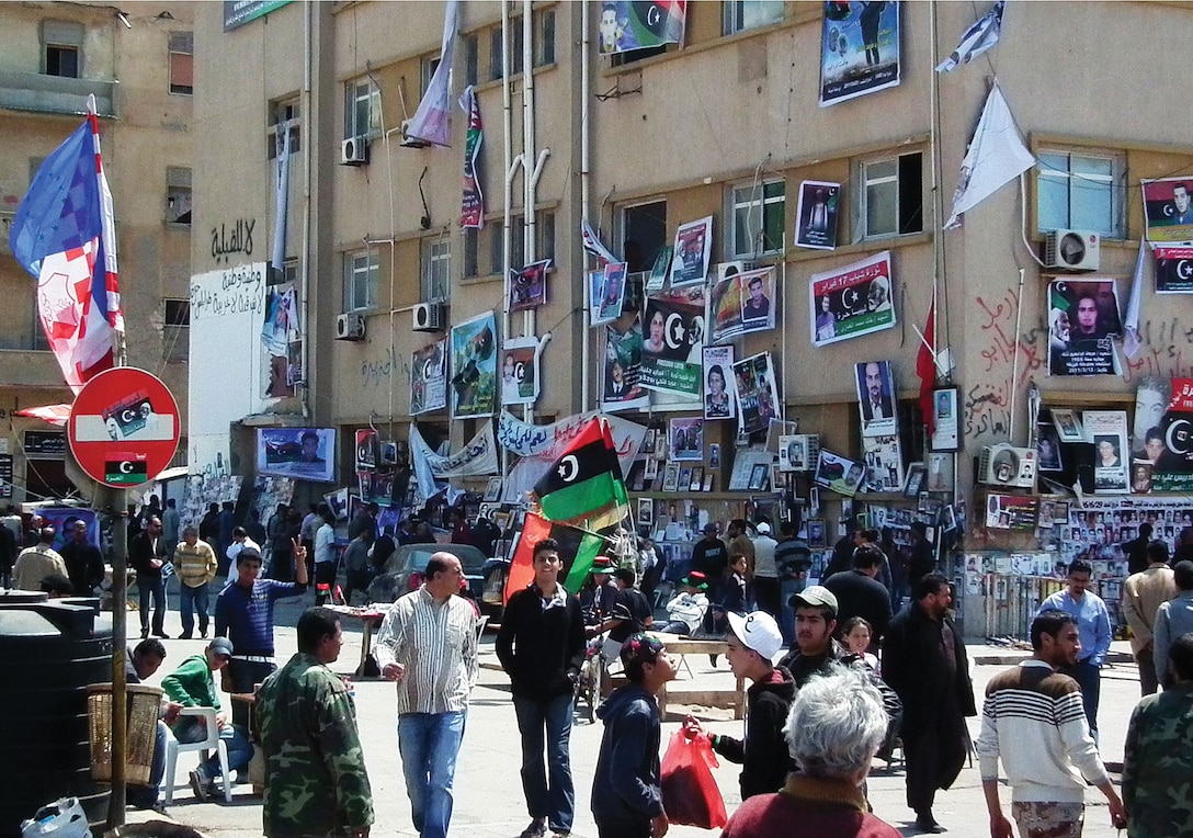 When the rebellion against Muammar Qaddafi broke out in Lybia in March 2011, NATO launched an air campaign in
support of the rebels, but avoided committing boots on the ground. (By Bernd Brincken - Own work, 19 April 2011)