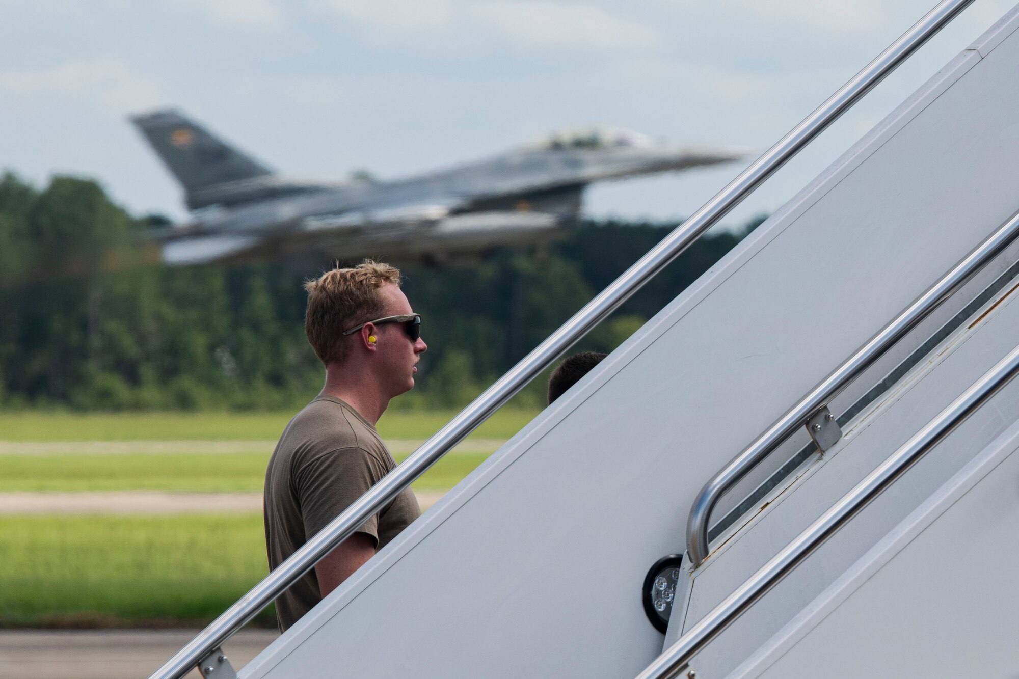 Airman comes off plane