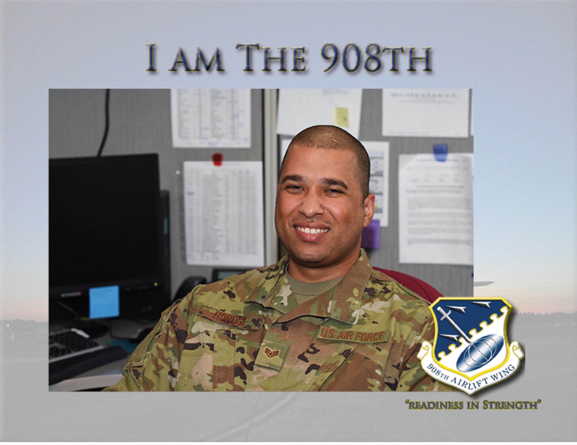 Staff Sgt. Tristan Hordge is a financial management specialist with the 908th Airlift Wing. The 32-year-old came to the wing in 2019 after leaving active duty.