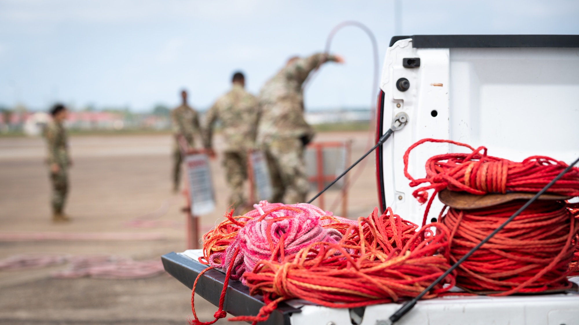 Rope is prepared for cordoning as part of Global Thunder 21 at Barksdale Air Force Base, La., Oct. 20, 2020.