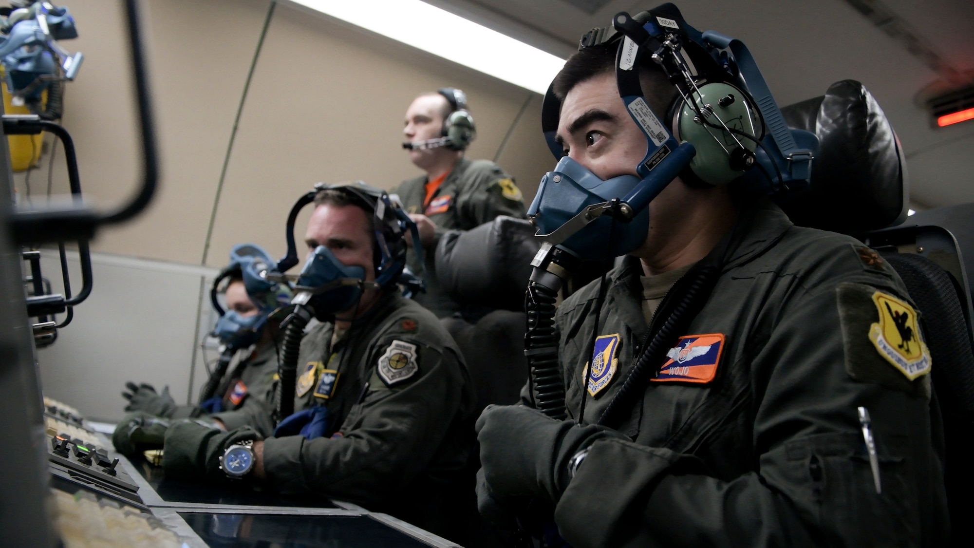 U.S. Airmen from the 961st Airborne Air Control Squadron provide tactical command and control to air units while aboard an E-3 Sentry during Exercise WestPac Rumrunner Oct. 16, 2020, out of Kadena Air Base, Japan. WestPac Rumrunner represents an evolution of joint training in support of the National Defense Strategy. The NDS directs the armed forces to be more lethal, improve relationships with allies and partners and to encourage institutional reform. (U.S. Air Force photo by Staff Sgt. Peter Reft)