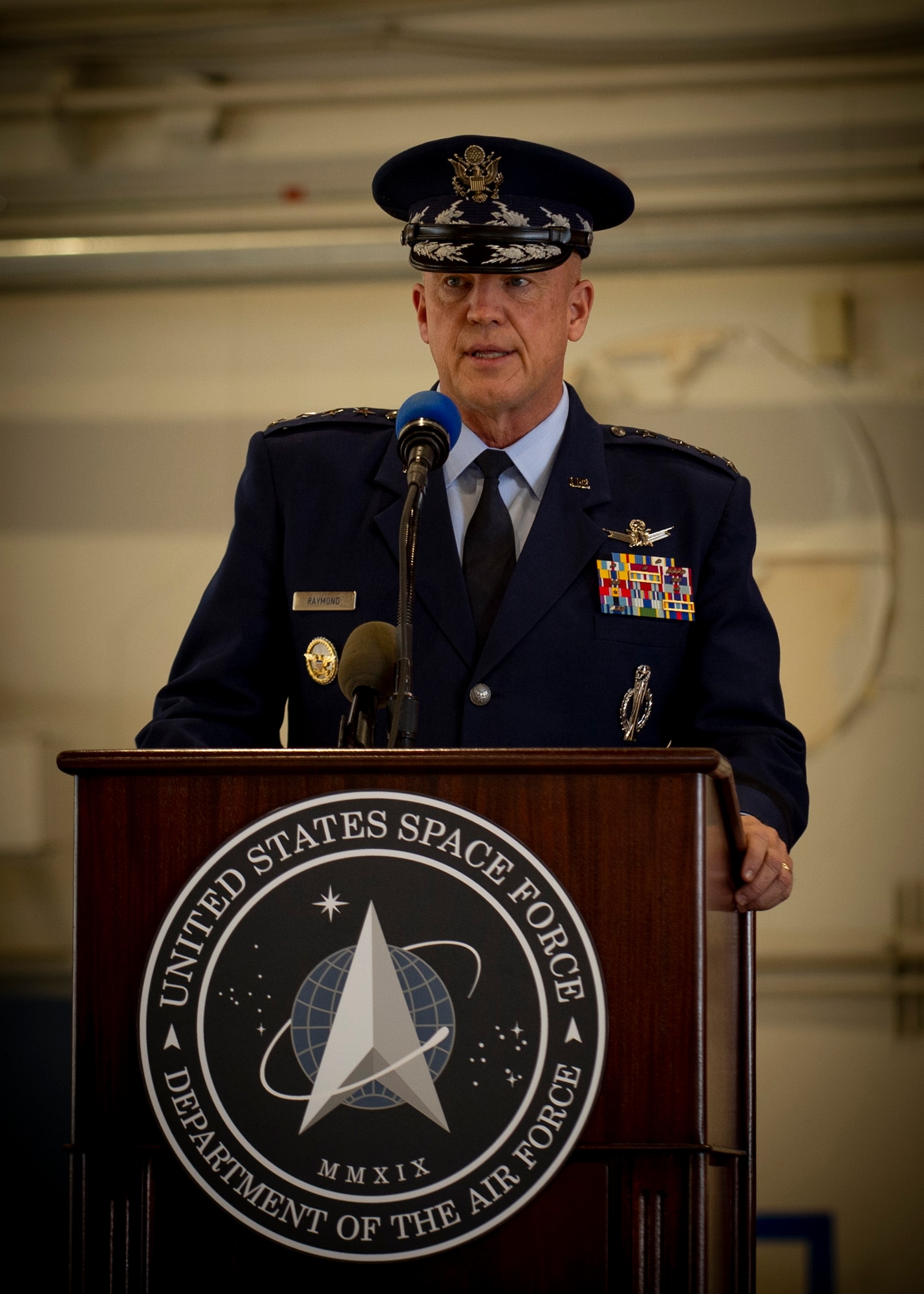 Gen. John W. “Jay” Raymond, U.S. Space Force Chief of Space Operations, shares his vision for the U.S. Space Force’s new Field Command, Space Operations Command (SpOC), during a ceremony at Peterson Air Force Base, Colo., Oct 21, 2020.