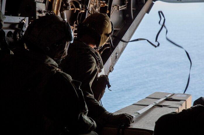U.S. Marines prepare to deploy an oceanographic sensor at the Pacific Ocean, Calif., Oct. 13.