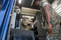 U.S. Army Maj. Gen. Jeffery P. Van, Joint Task Force-Civil Support (JTF-CS) Commander, visits the Chemical Biological Incident Response Force (CBIRF) in order to see CBIRF’s capabilities first hand at the Downey Responder Training Facility, on Naval Support Facility Indian Head Stump Neck Annex Md., on October 15, 2020. In the event of an incident, CBIRF could fall under the JTF-CS chain of command in order to provide expeditious humanitarian aid to the National Capital Region and abroad. (Official United States Marine Corps photo by SSgt Kristian S. Karsten/Released)