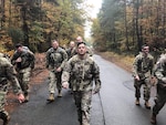 Sgt. 1st Class Brandon Bellmore, platoon sergeant for Company C, 53rd Signal Battalion, U.S. Army Space and Missile Defense Command, Landstuhl, Germany, marches in October 2019 in the Danish Contingent March, Rhein Ordinance Barracks, Germany. He recently received the SGM Larry Strickland Memorial Fund and Scholarship by the Association of the United States Army. The $4,000 scholarship is awarded annually to a noncommissioned officer who best exemplifies the Army’s vision and influences others in shaping future leaders while practicing excellent stewardship.