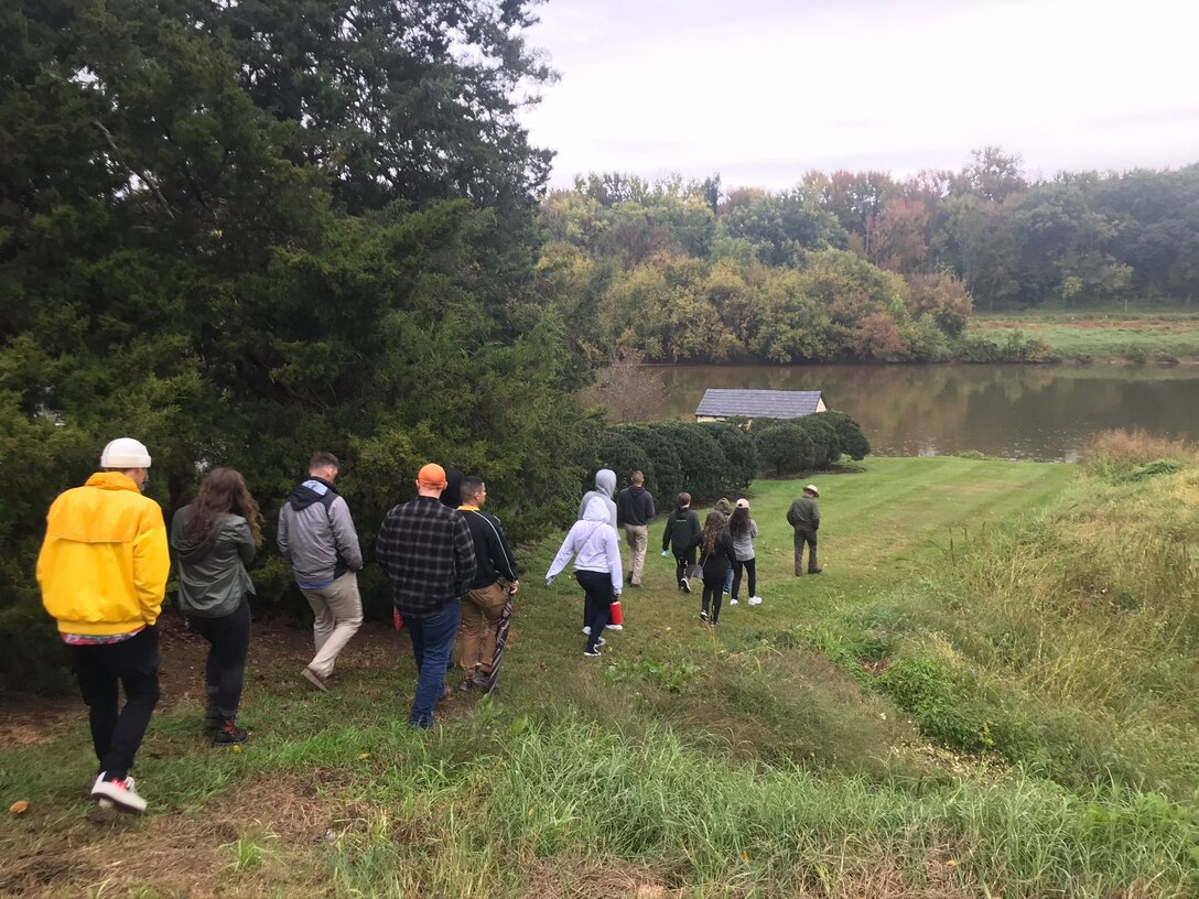Headquarters Battalion taking a tour through historic battle sites.
