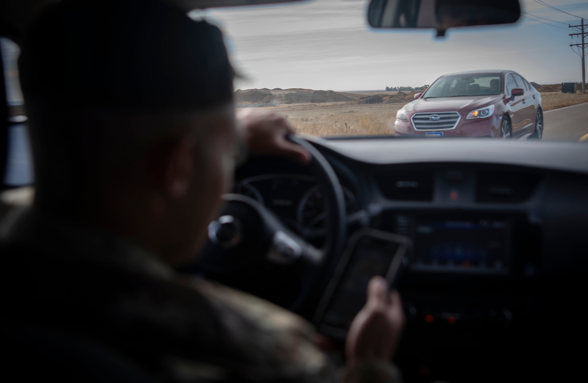 October is Distracted Driving Awareness Month and it’s important Airmen focus on the road and not their phone. There were over 15,000 accidents caused by distracted driving in 2019 according to the Colorado Department of Transportation. (U.S. Space Force photo by Airman 1st Class Jonathan Whitely)