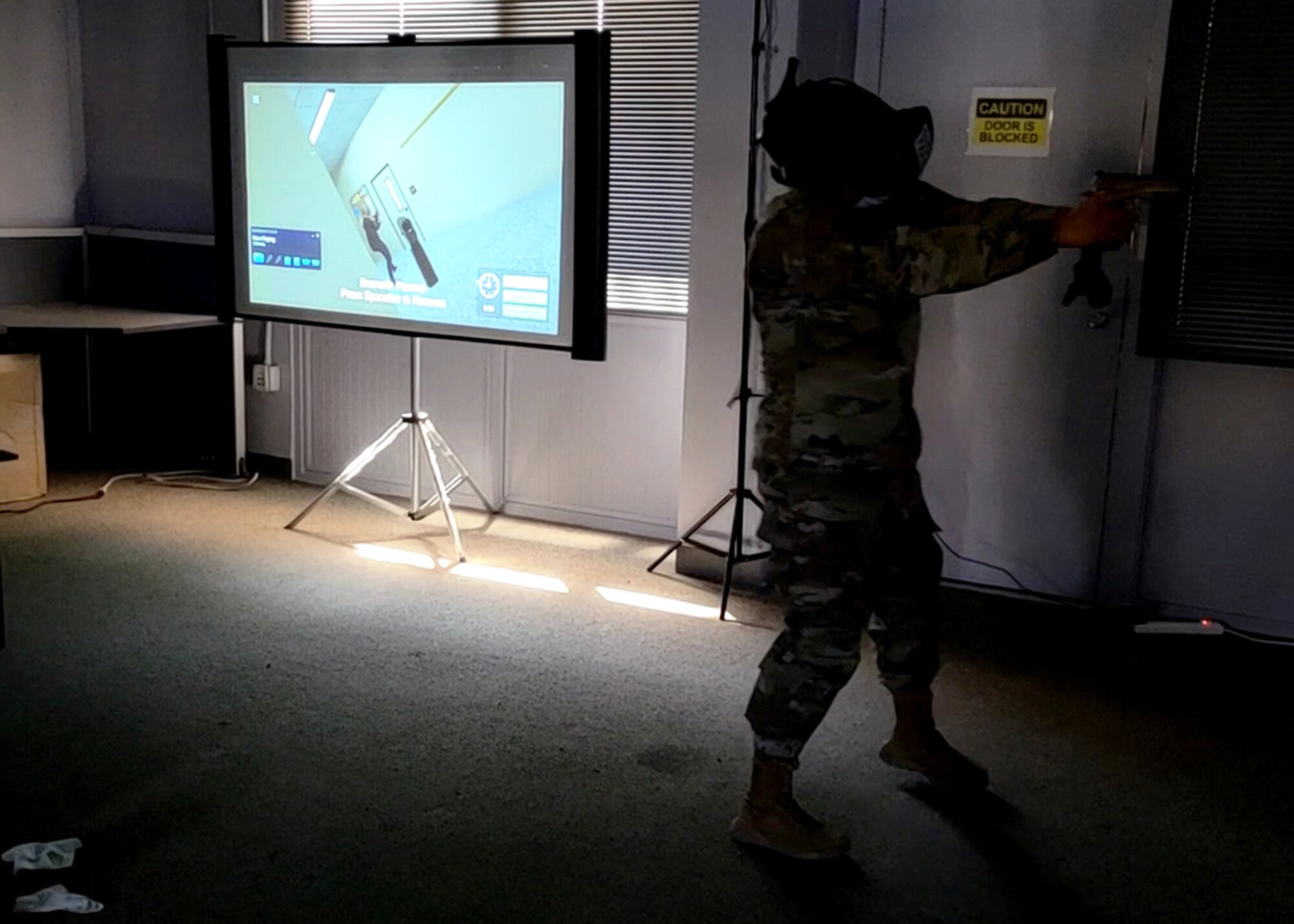 The 926th Security Forces Squadron is the first reserve component to incorporate virtual reality into their Use of Force training during the Mandatory Unit Training Assembly, Oct. 4, at Nellis Air Force Base, Nevada. (U.S. Air Force Photo by Staff Sgt. Paige Yenke)