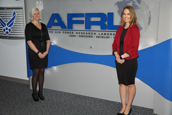 Senior Personnel Advisor Kelly Fent (left) and former AFRL Deputy Executive Director Dr. Jessica Salyers led an initiative focused on improving workforce agility through research and experimentation. Based on their findings, AFRL executed an eighteen-month pilot program assessing new practices for recruiting, hiring and retaining employees. After receiving overwhelmingly positive feedback, AFRL began implementing these new business practices across the enterprise. Today, AFRL’s Personnel Directorate is benefitting from numerous efficiencies including a streamlined hiring process and closer interactions with supervisors. (U.S. Air Force photo/Jeremy Patton)