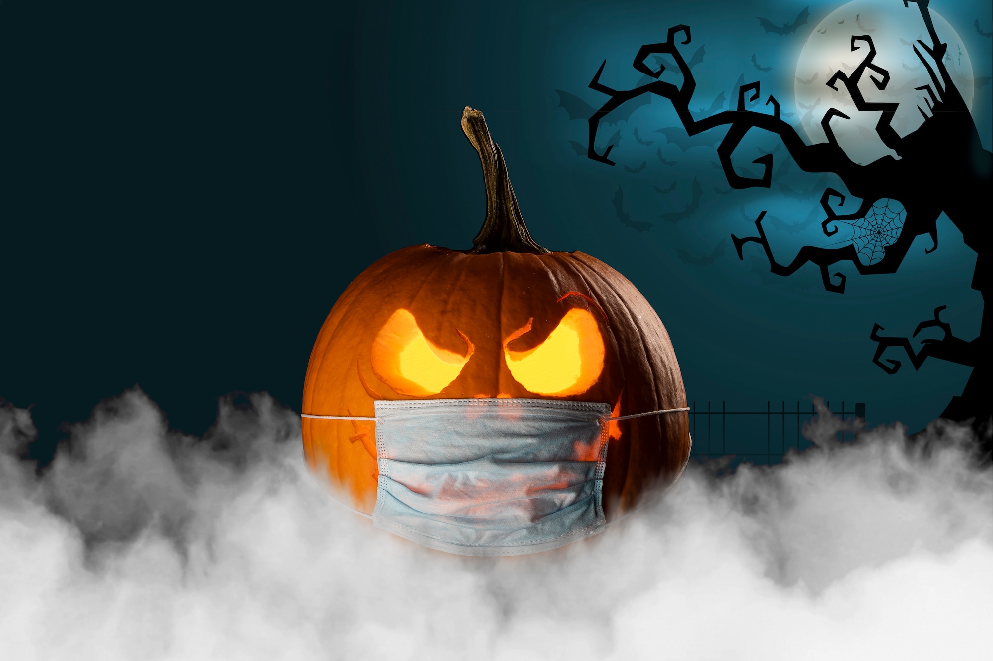 This Halloween photo illustration was created to wish everyone a safe and happy Halloween from the 436th Airlift Squadron at Dover Air Force Base, Delaware. (U.S. Air Force photo illustration by Senior Airman Christopher Quail) (This image was created by adding the official U.S. Air Force symbol to the bottom right, text was added to the top left, smoke was added to the bottom, background was added.)