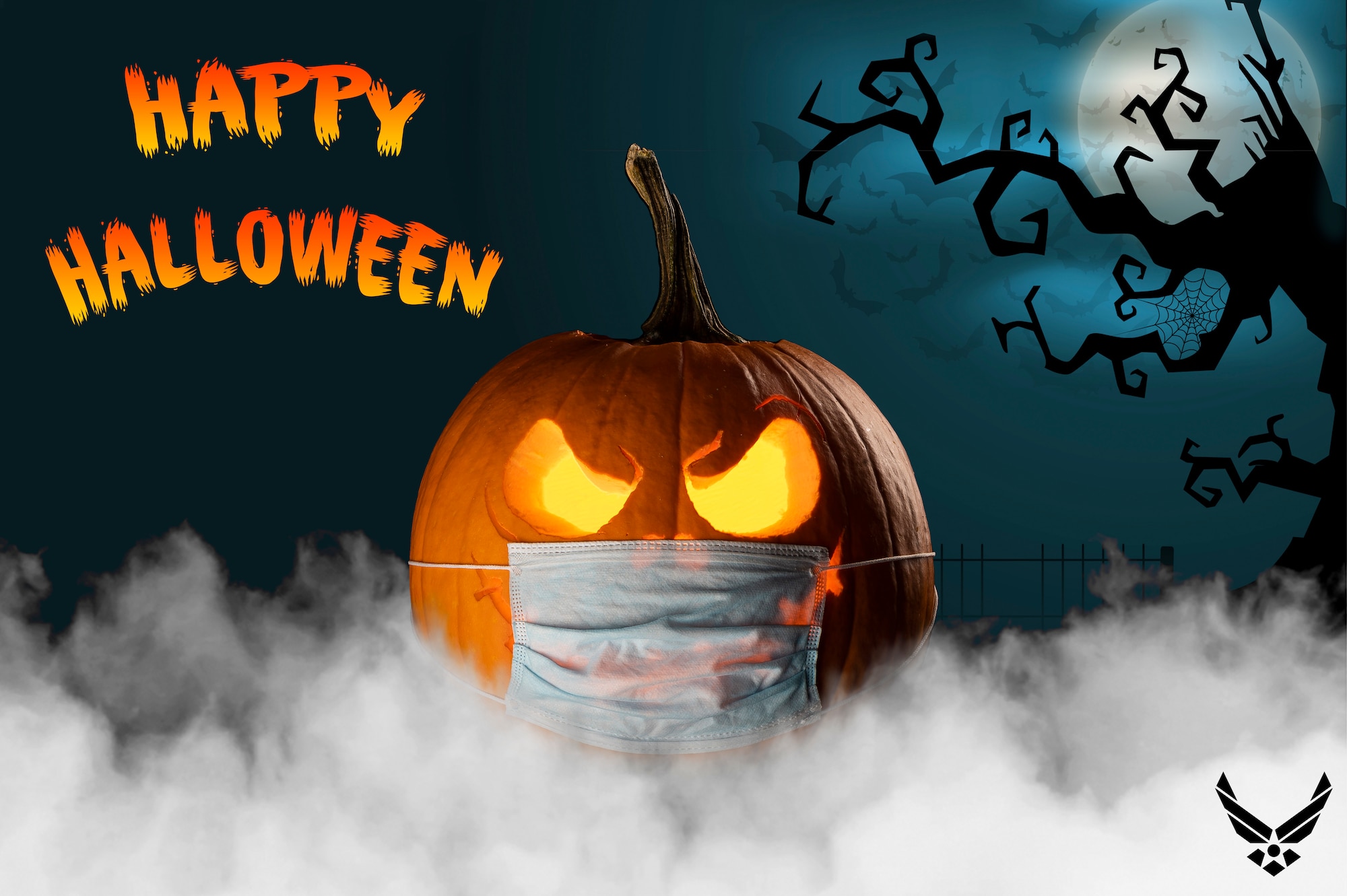 This Halloween photo illustration was created to wish everyone a safe and happy Halloween from the 436th Airlift Squadron at Dover Air Force Base, Delaware. (U.S. Air Force photo illustration by Senior Airman Christopher Quail) (This image was created with smoke added to the bottom and a background was added.)