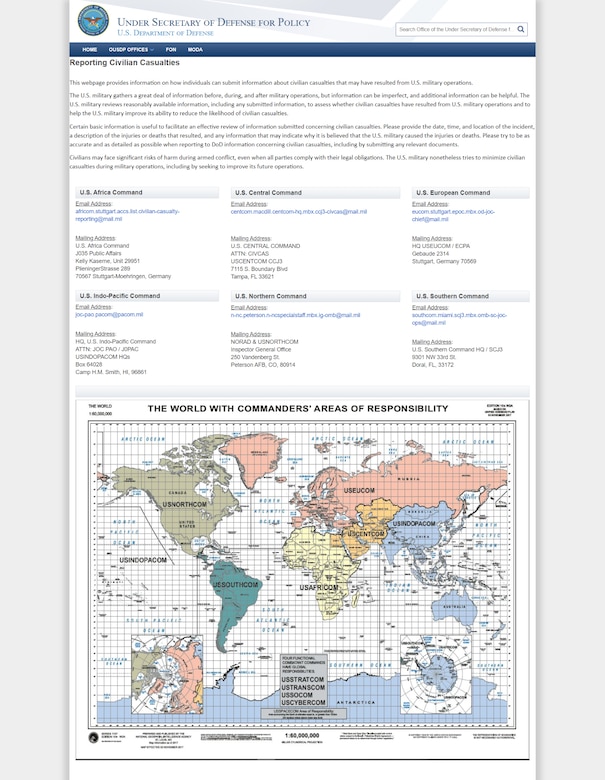 A screenshot shows a webpage with written information as well as a world map.