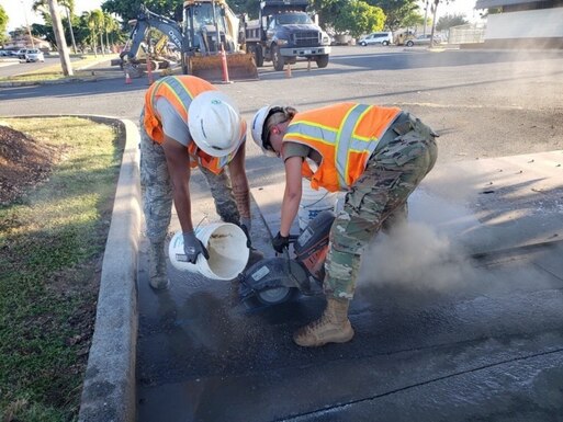 Airmen from the 647th Civil Engineer Squadron Water Fuels Systems Maintenance and Pavements and Construction Equipment shops installed a new 8-inch water main spanning more than 1,700 linear feet. ( U.S. Air Force courtesy photo)