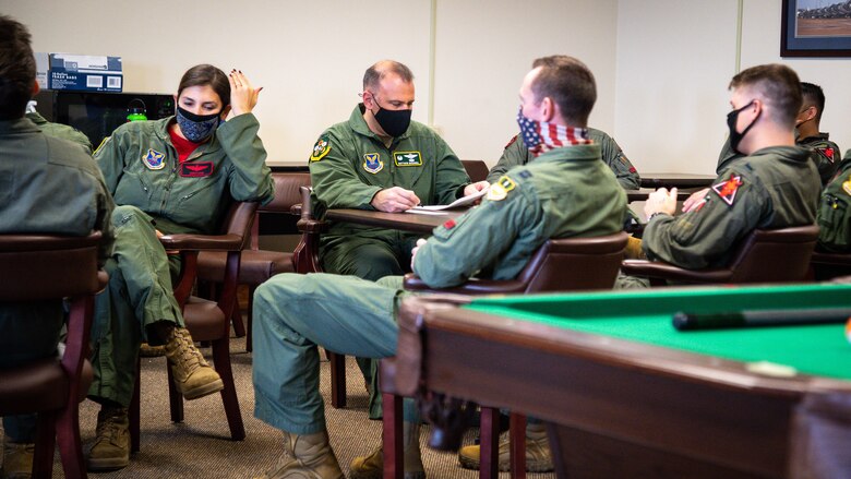 Aircrew from the 2nd Bomb Wing complete a test in preparation for Global Thunder 21 at Barksdale Air Force Base, La., Oct. 23, 2020. Training with allied nations and partner organizations contributes to enhanced integration and interoperability and enables us to build enduring relationships necessary to confront the broad range of global challenges. (U.S. Air Force photo by Senior Airman Lillian Miller)