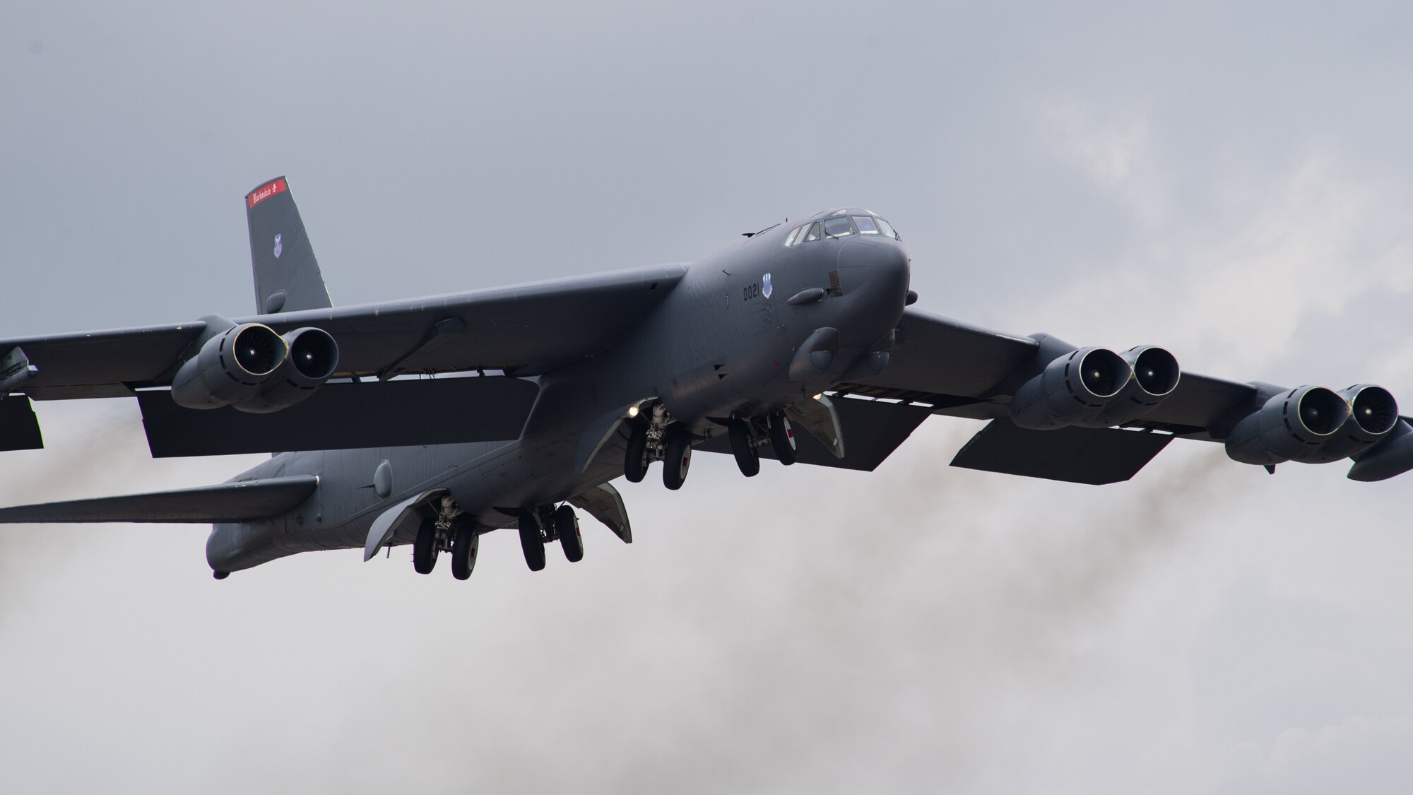 A B-52H Stratofortress takes off from Barksdale Air Force Base, La., during Global Thunder 21 Oct. 23, 2020. Exercises like GLOBAL THUNDER involve extensive planning and coordination to provide unique training opportunities for assigned units and forces. (U.S. Air Force photo by Senior Airman Tessa B. Corrick)