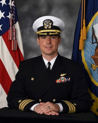 Official biography photo of Cmdr. Michael Patterson, Commanding Officer, VFA-97.