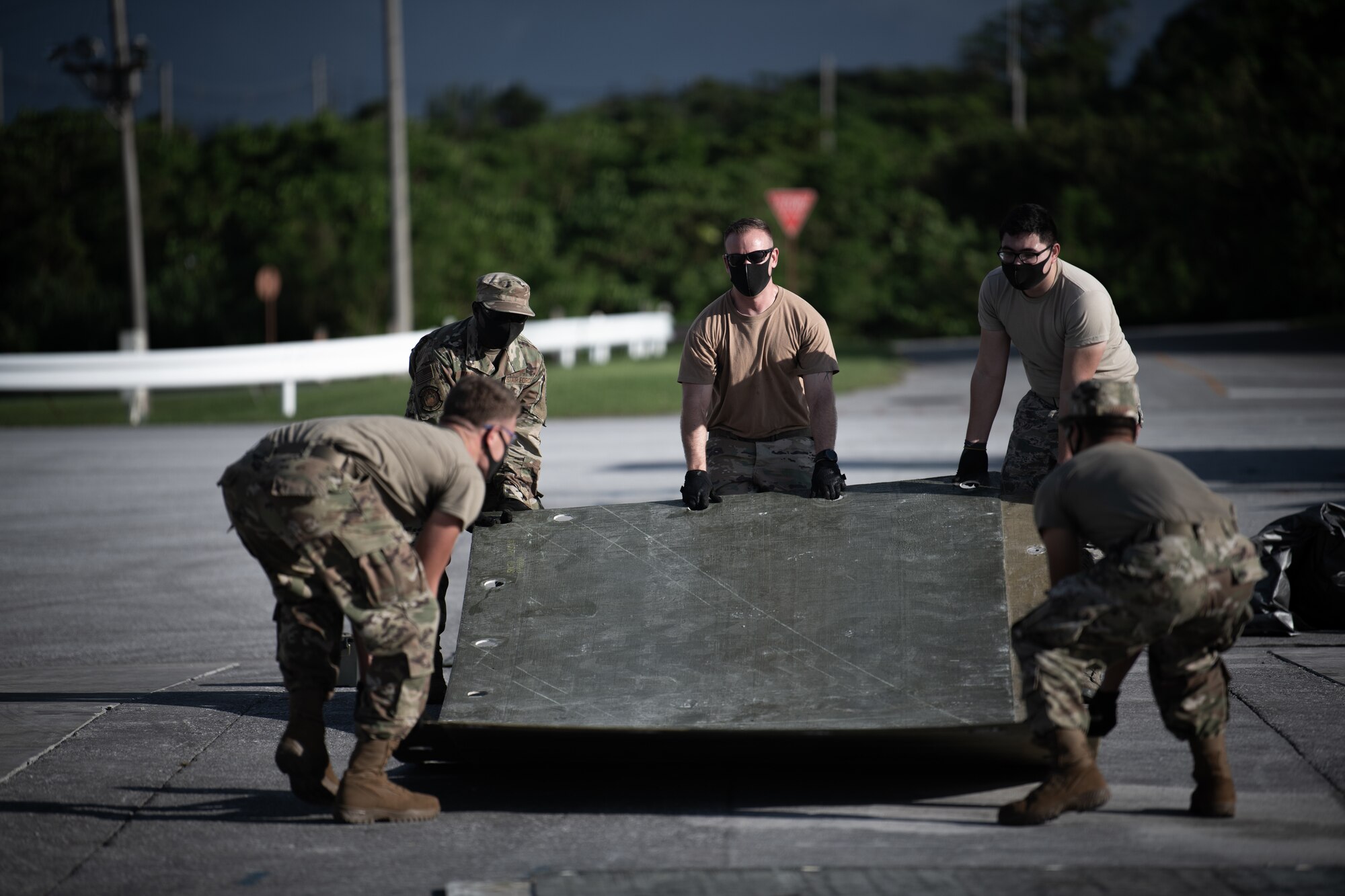 The 18th CEG’s role in VS20 was to test a modified fiber reinforced polymer matting  and validate proof of concept as an airfield damage repair solution compatible with agile combat employment operations.