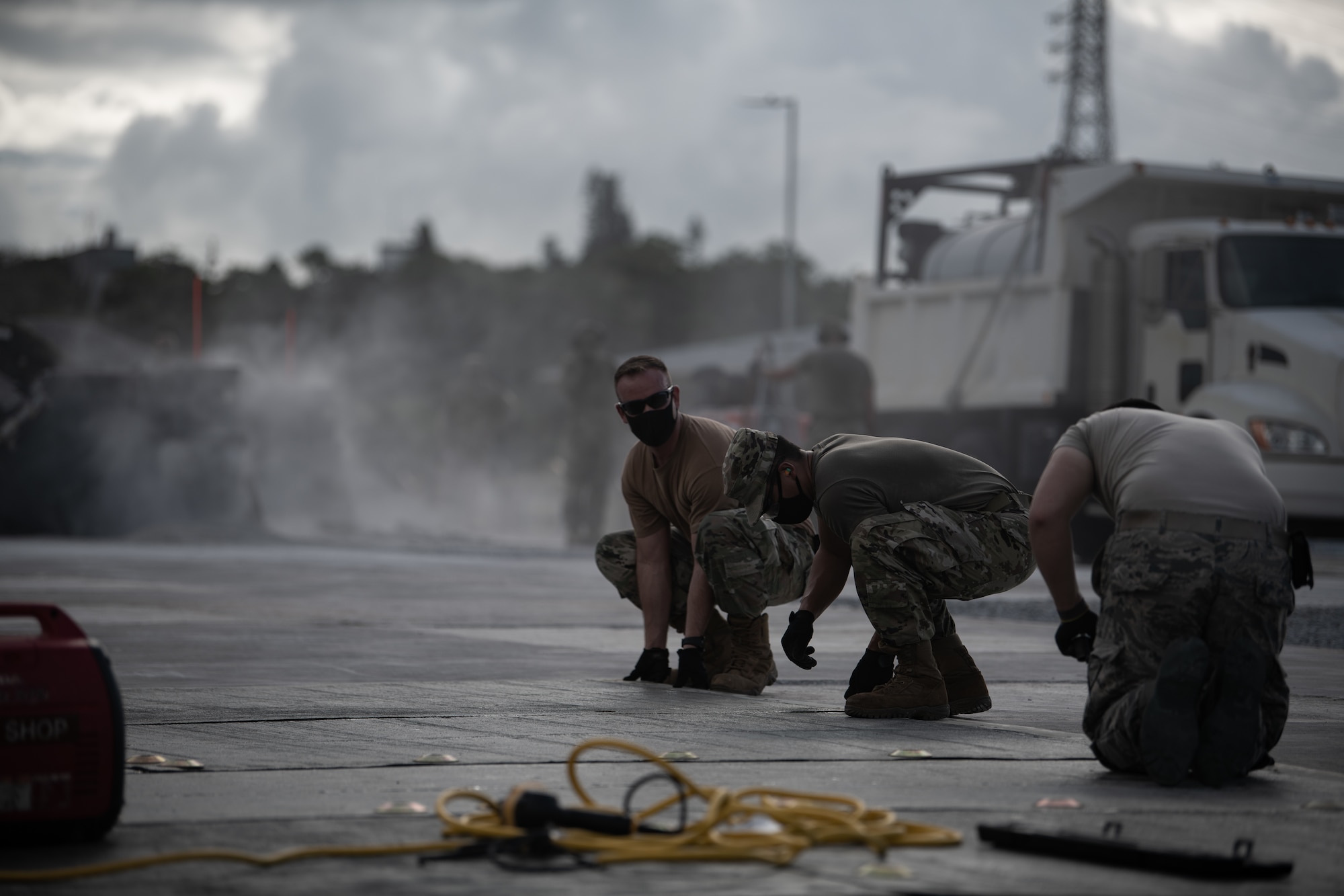 The 18th CEG’s role in VS20 was to test a modified fiber reinforced polymer matting  and validate proof of concept as an airfield damage repair solution compatible with agile combat employment operations.
