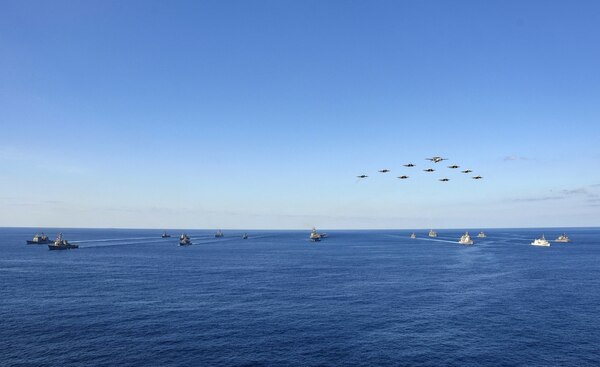 U.S. Navy ships assigned to Ronald Reagan Carrier Strike Group and ships of Japan Maritime Self-Defense Force (JMSDF) kick-off exercise Keen Sword 21.