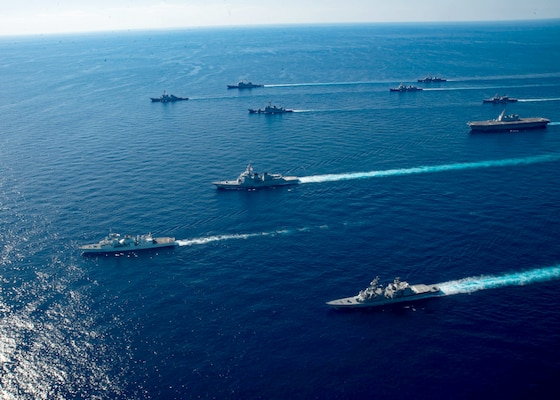 U.S. Navy ships assigned to the Ronald Reagan Carrier Strike Group and ships of Japan Maritime Self-Defense Force (JMSDF) kick-off exercise Keen Sword 21.