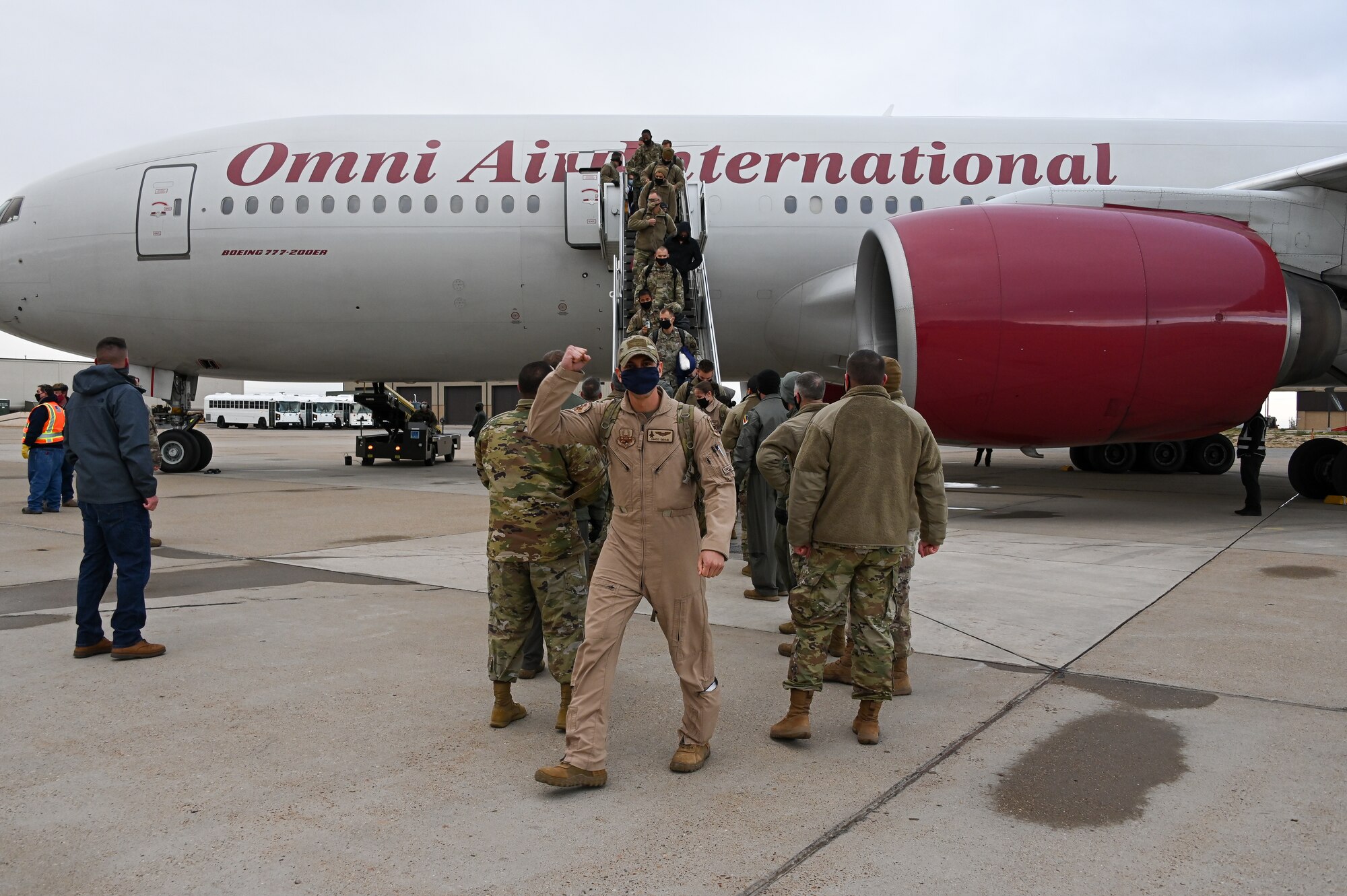 A photo of the 421st Fighter Squadron returning to Hill AFB following a deployment.