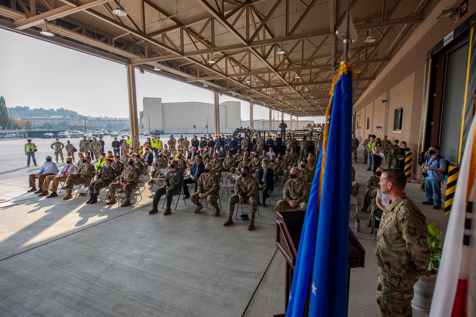 Airmen gather for a ceremony