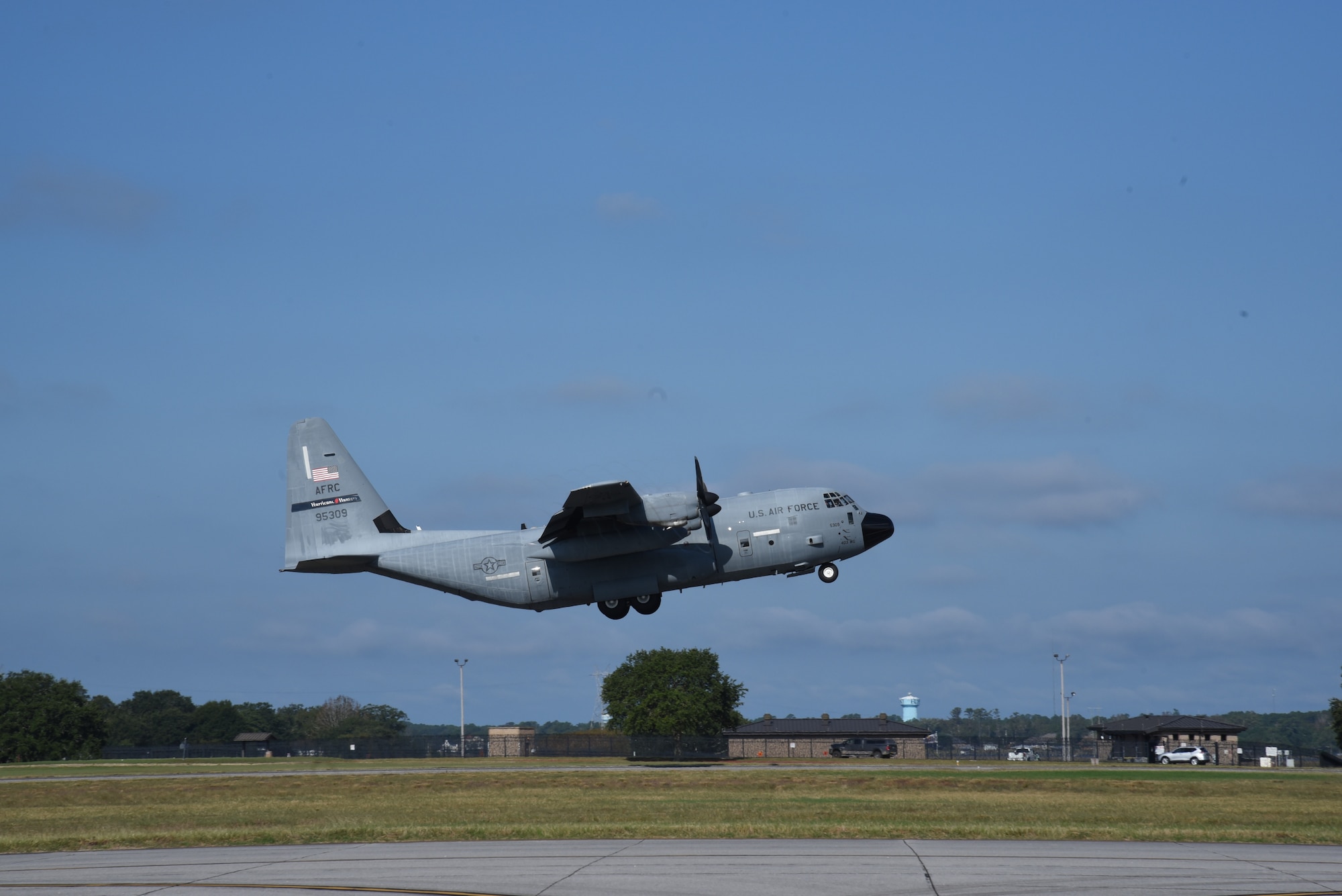 Air Force Reserve members of the 53rd Weather Reconnaissance Squadron, or Hurricane Hunters, take-off for their first mission into Tropical Storm Zeta today out of Keesler Air Force Base, Miss. The Hurricane Hunters collect weather data real-time and transmit that data to the National Hurricane Center, which assists in improving and updating the tracking forecasts models. (U.S. Air Force photo by Jessica L. Kendziorek)