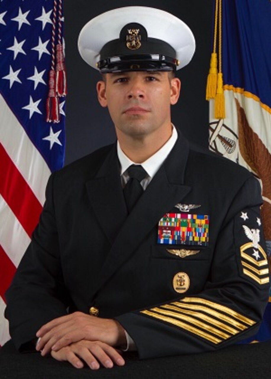 Official biography photo of Command Master Chief Nicholas Prebeg, CMC, HSC-8.