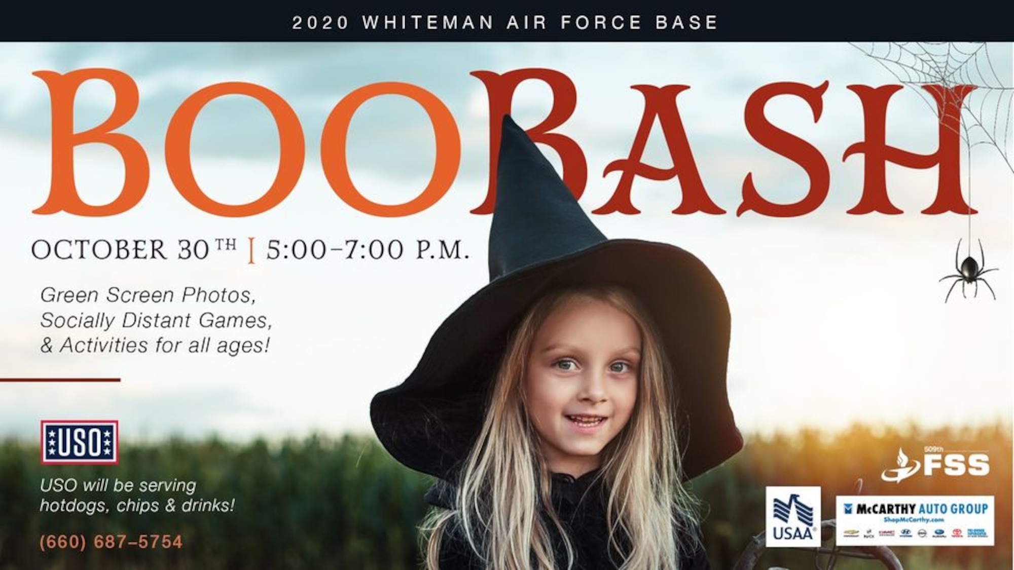 Team Whiteman’s annual Boo Bash will take place Oct. 30, from 5-7 p.m., outside of the Whiteman Youth Center.