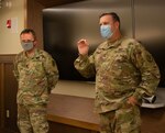 Col. Lenny Williams, Chief of Staff, Illinois Army National Guard, talks about newly promoted Lt. Col. Andrew Adamczyk’s strong desire to serve families, especially Gold Star families, during a promotion ceremony, Aug. 14, at Camp Lincoln in Springfield, Illinois.