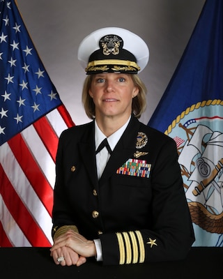 Official biography photo of Capt. Amy N. Bauernschmidt, commanding officer, USS San Diego (LPD 22).