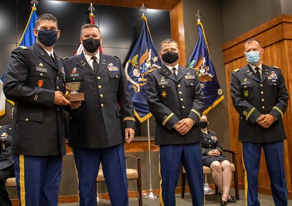 Sgt. 1st Class Jacob McElyea, of West Frankfort, Illinois, who chose to hip pocket his commission, received the Leadership Award and the Erickson Award, which is presented to the new lieutenant who signifies distinguished leadership and academic ability.