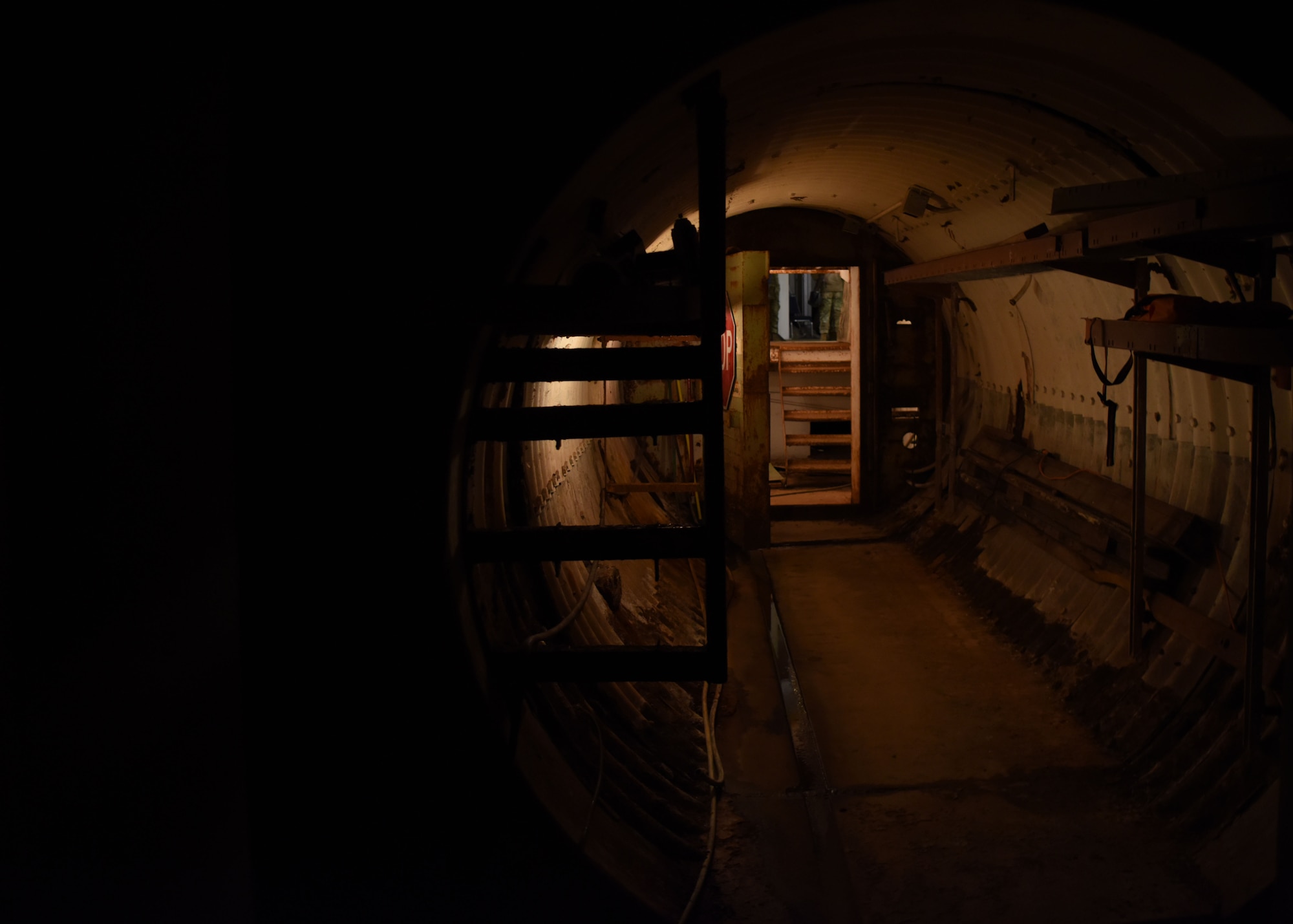 The access tunnel sits decommissioned at Lawn Atlas Missile Base in Lawn, Texas, Oct. 26, 2020. After decommissioning, the site was bought by Lawn and used as a shelter. (U.S. Air Force photo by Airman 1st Class Ethan Sherwood)